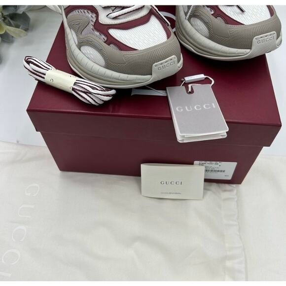 Men's Gucci 2.0 sneakers in white/gray/burgundy size 9 made in Italy - Picture 5 of 15